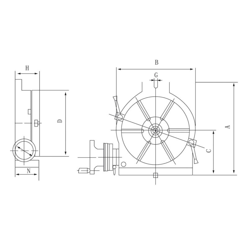 Kaka Industrial HV-12, 12”Horizontal Vertical Rotary Table TSL Vertical & Horizontal MT4 Center Sleeve Rotary Table 6 slot Precision Milling Table 360 Degrees Precision Rotary Table - Image 2