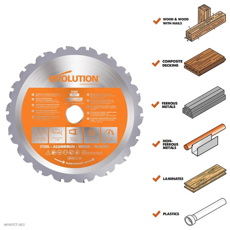 Evolution RAGEBLADE165MULTI | 6-1/2 in. | 18T | 20mm Arbor | Multi-Material TCT Blade - Image 2