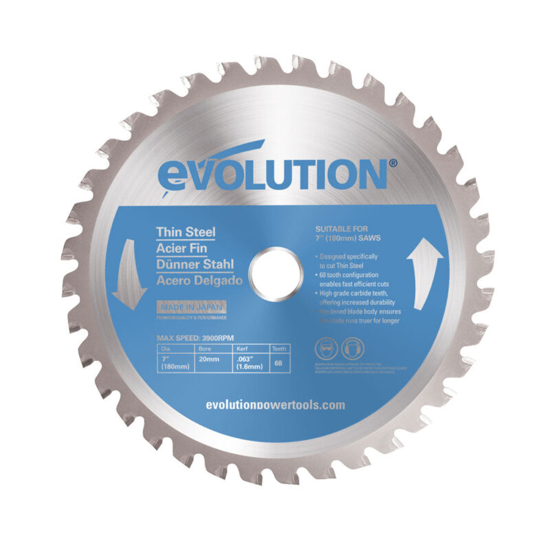 Evolution 180BLADETS | 7 in. | 68T | 20mm Arbor | Thin Steel and Ferrous Metal TCT Blade