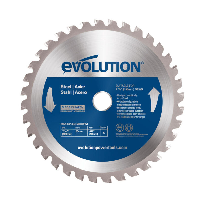 Evolution 7-1/2BLADEST | 7-1/2 in. | 40T | 20mm Arbor | Mild Steel and Ferrous Metal TCT Blade