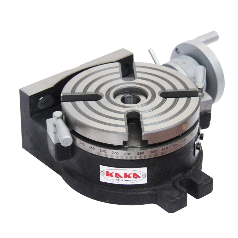 KAKA Industrial HV-6 6” Rotary table TSL Vertical & Horizontal MT2 Center Sleeve Rotary Table 4 slot Precision Milling Table