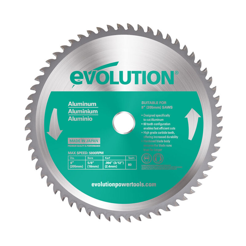 Evolution 8BLADEAL | 8 in. | 60T | 20mm. Arbor | Aluminum and Non-Ferrous Metal TCT Blade