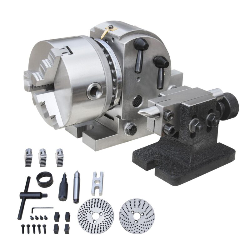 KAKA INDUSTRIAL Semi-Universal Dividing Head Sets BS-0/BS-1 Dividing Head Set 5"/6",with 5"/6" Chuck, Tailstock, Dividing Plates, 3-jaw Chuck Semi Universal Milling Set