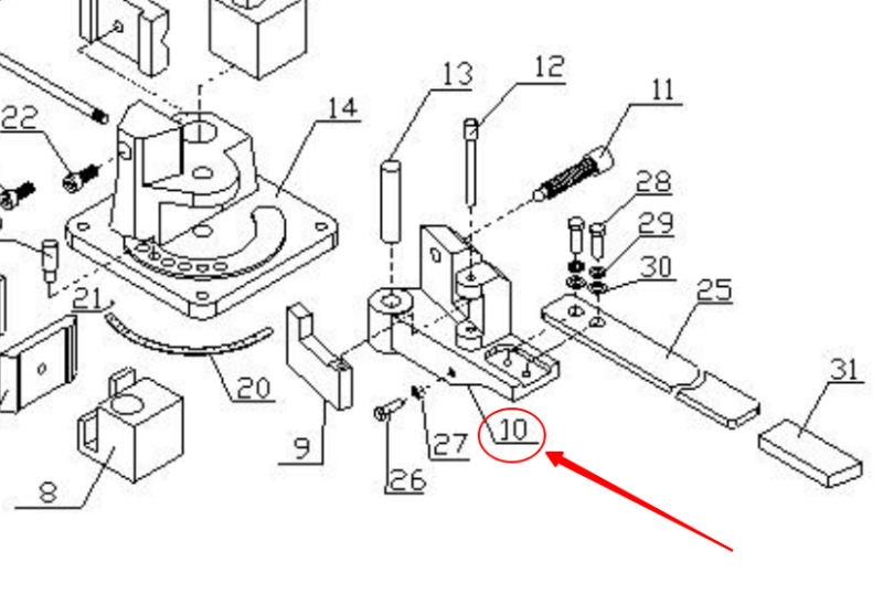 Part# 10 Rotating body for KAKA Industrial UB-100 Heavy-Duty Metal Bender