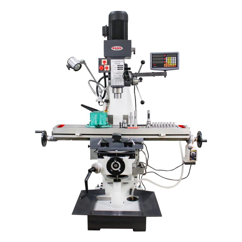 KAKA Industrial ZX-5325C Drilling and milling machine 230V460V-60HZ-3PH Main Moto power 1.5KW Gear Head Auto Feed Table Drilling and milling machine with 3 Axis DRO